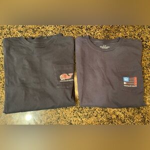 Vineyard Vines Youth Lacrosse Tees - 2 Navy Tees - 1 long & 1 short sleeve